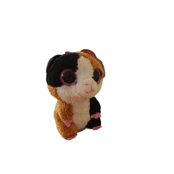 Ty Beanie Boo NIBBLES Guinea Pig Pink Solid Eyes Clip GUC - Picture 2 of 4